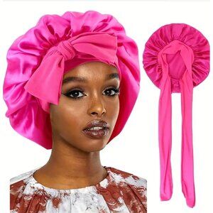 Rose Red Satin Sleep Bonnet for Curly Hair – Extra Soft Silky Cap for Nighttime